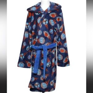 Cuddl Duds Kids Basketball Print Robe - Blue and Orange